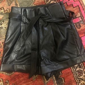 Express high wasted faux leather shorts